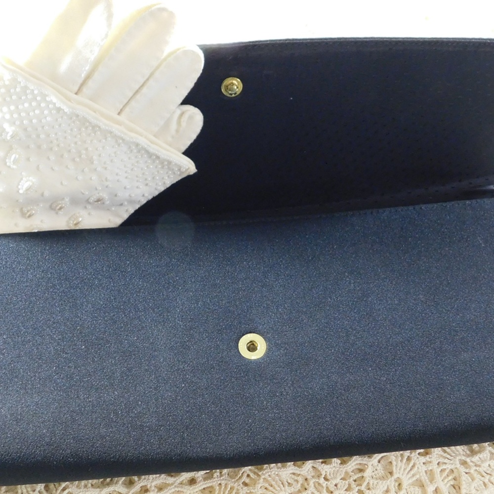 Vintage Black Tie Clutch Purse 1960s